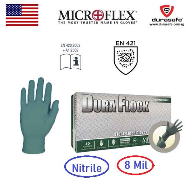 microflex dura flock nitrile gloves