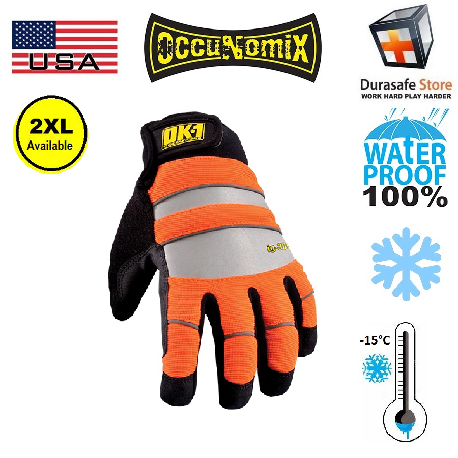 orange winter gloves