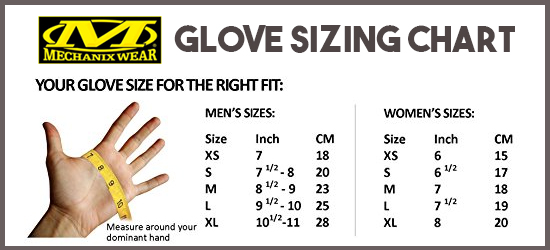Mechanix Wear Gloves Size Chart
