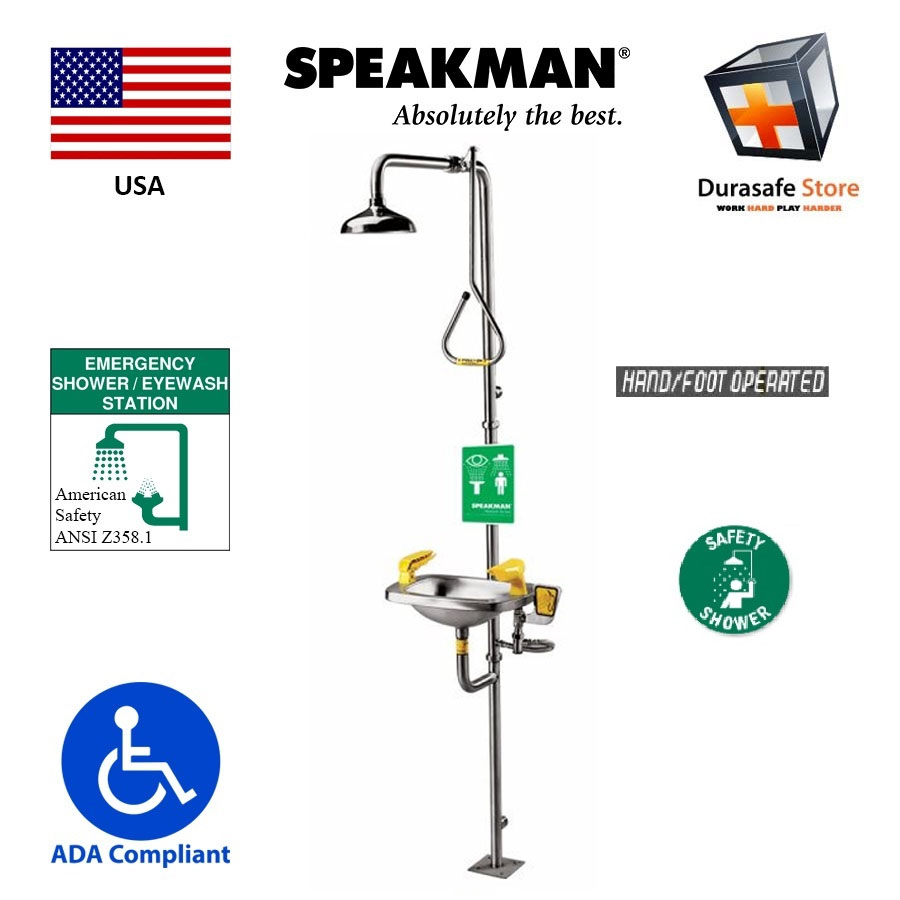 SPEAKMAN - USA SE-623-HFO All Stainless Steel Combination Emergency Shower & Eyewash Station 