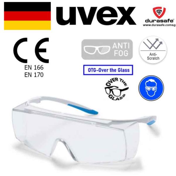 uvex super f otg cr safety glasses