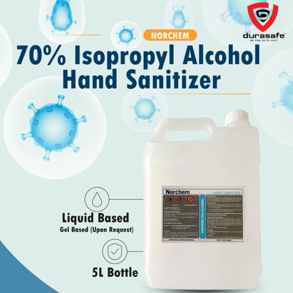 NORCHEM Hand Sanitizer 70% Isopropyl Alcohol Based - 5L - Durasafe Shop