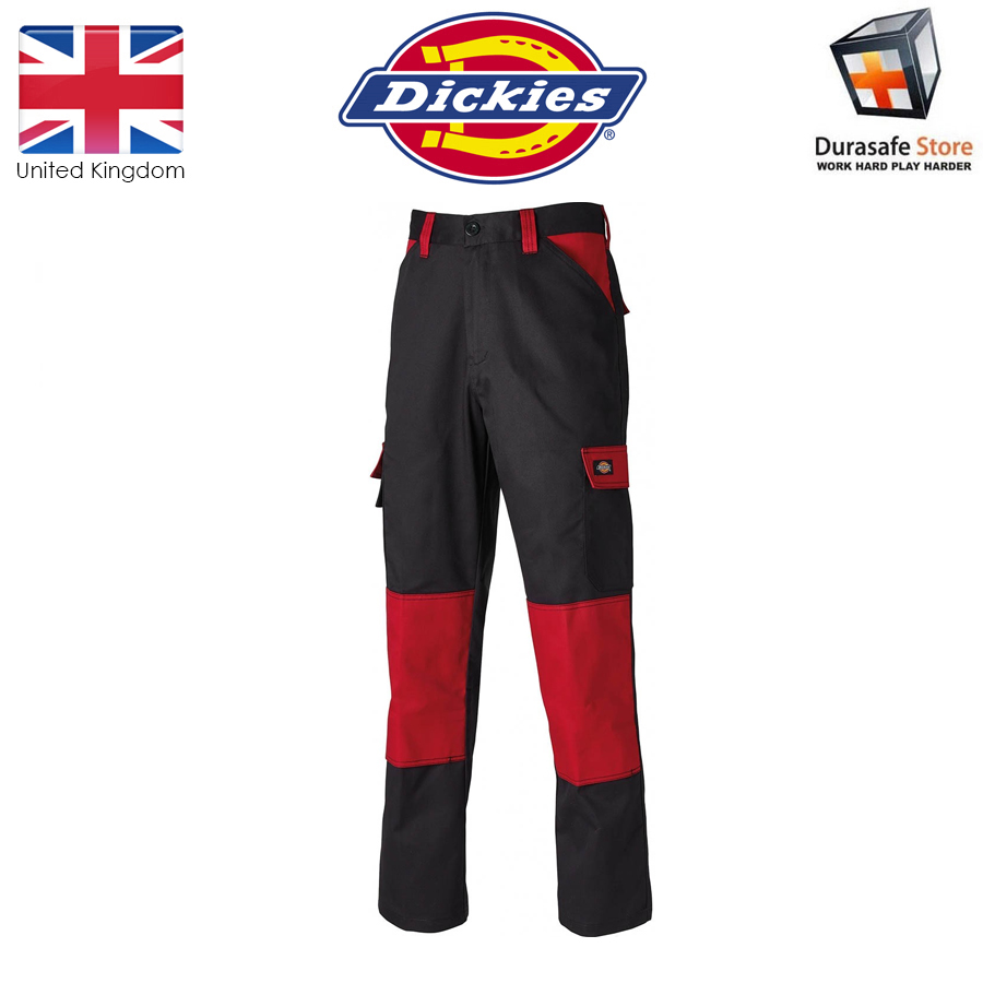 DICKIES ED24/7R Everyday Trousers Black/Red Size 30-34 - Durasafe Shop