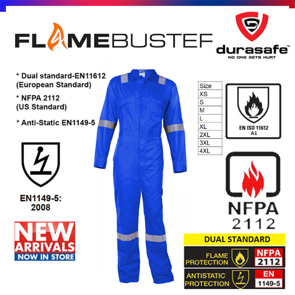 FLAMEBUSTER Antistatic Flame Retardant Cotton Zip Coverall Royal